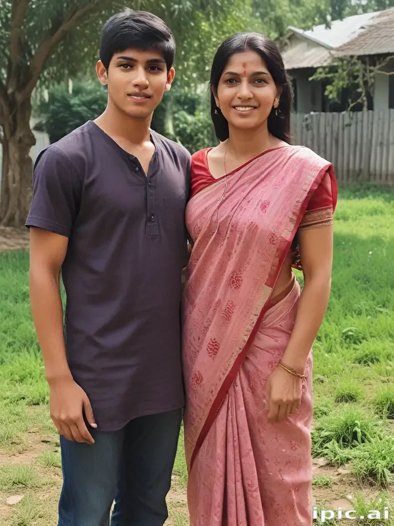 mom and son indian