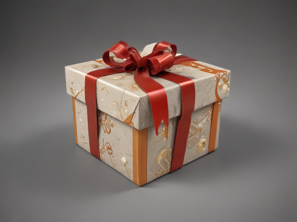 Beautifully Wrapped Gift Box with Elegant Ribbon and Decorative Design ...