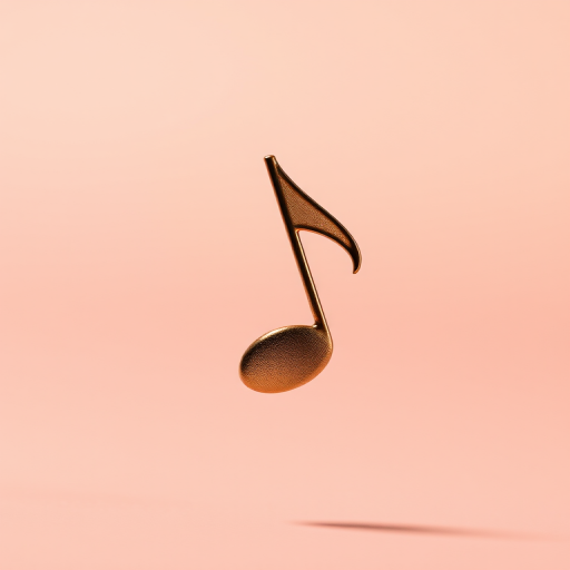Create a high-resolution image of a floating musical note on a soft gradient background, captured with a DSLR camera at f/2.8 aperture, ISO 100, 1/250s shutter speed, using a macro lens for clarity and depth of field.