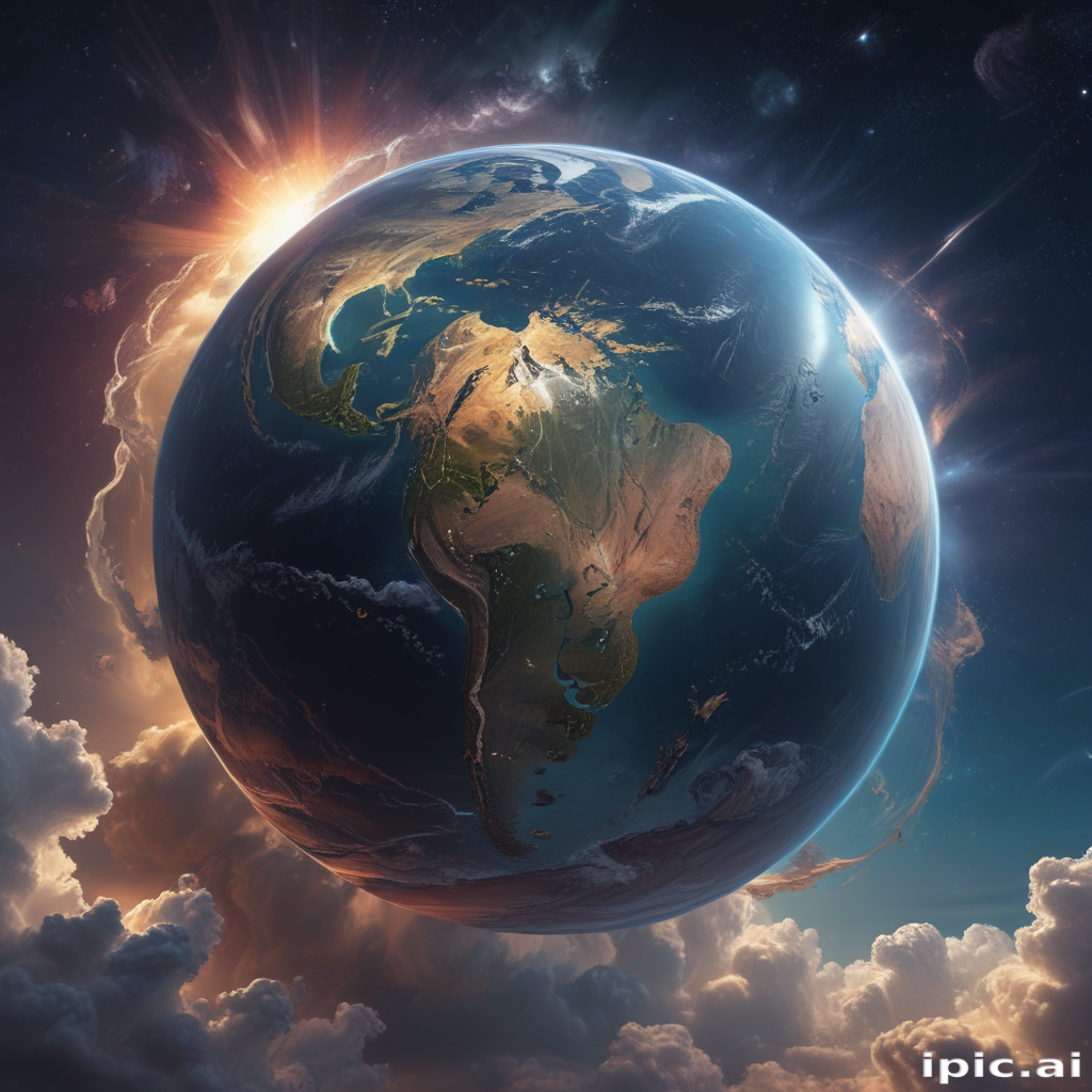 A Stunning View of Earth Surrounded by Cosmic Wonders and Stars.