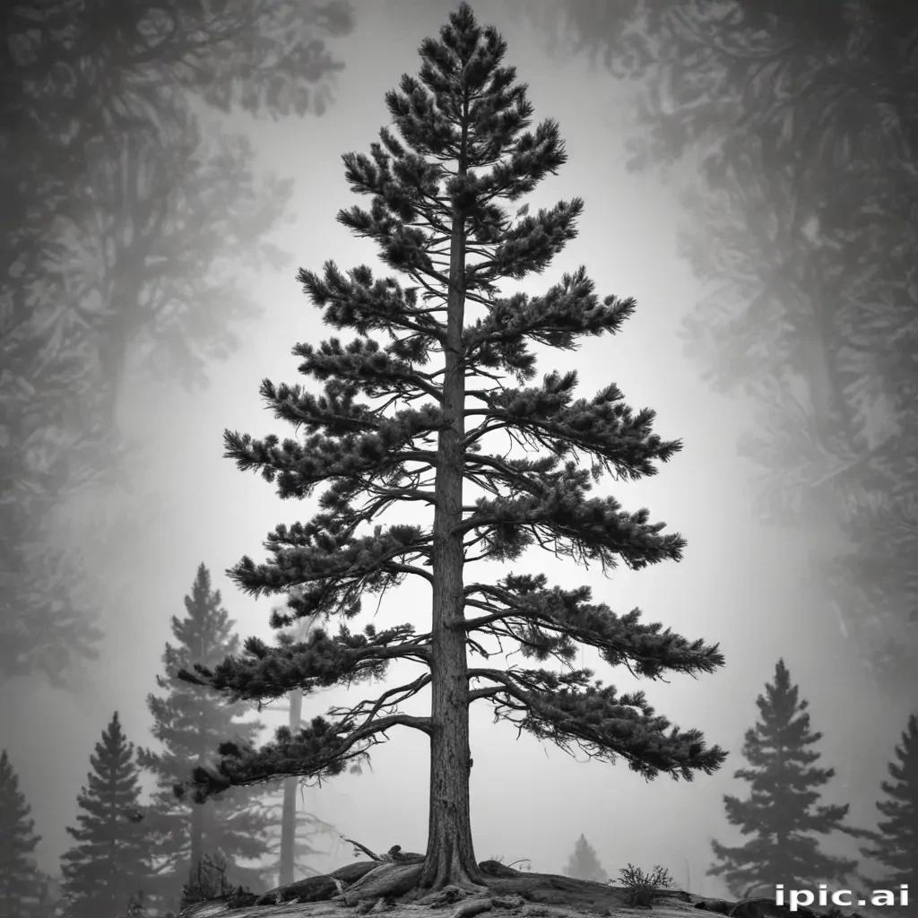 black and white pine tree clipart