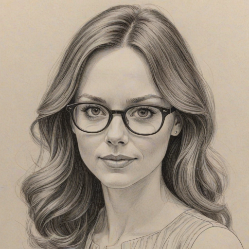 Resplendent Rachel Boston, pencil sketch, portrait of Fascinating woman 1964s in glasses, hair style beatnik, outline, clear lines, fine lines, 8k