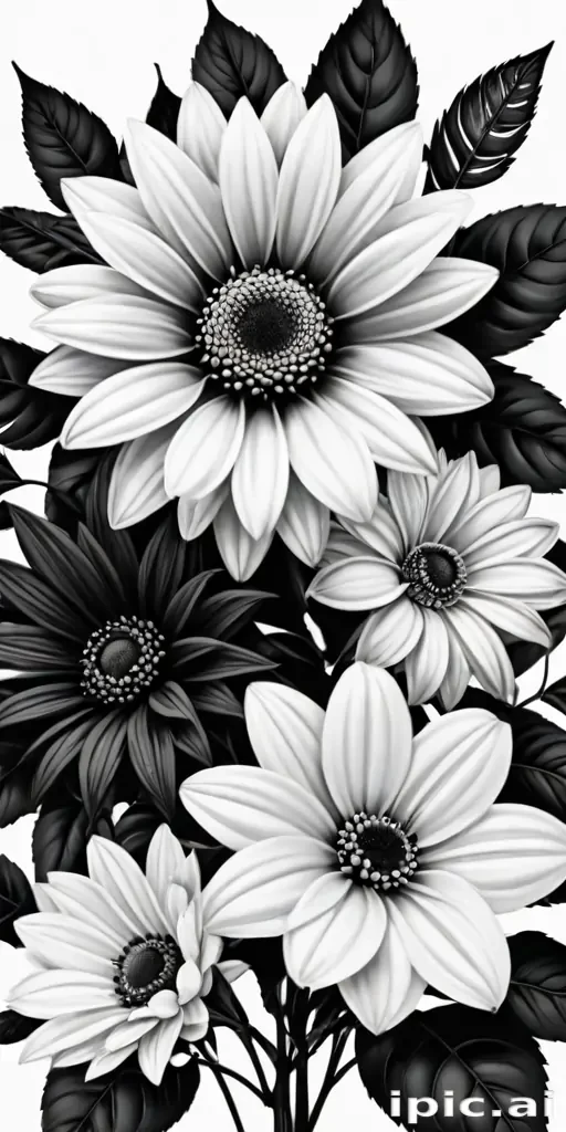 flower png black and white