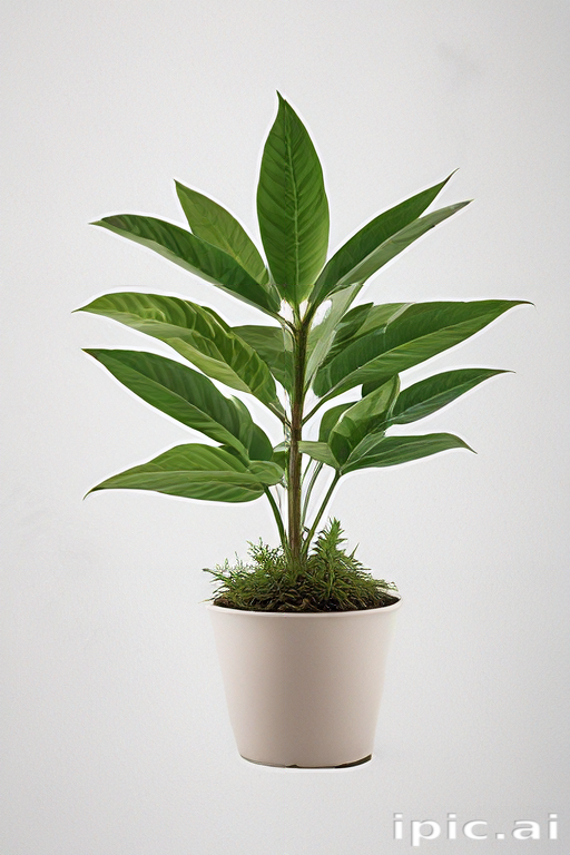 Vibrant Green Indoor Plant in a Simple White Pot on Display