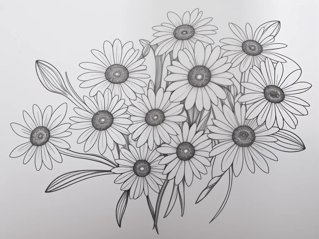 line drawn flowers