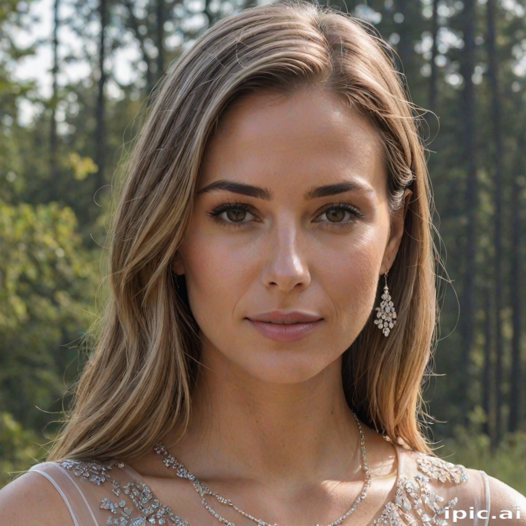 Elegant Portrait of a Woman Surrounded by Lush Green Nature