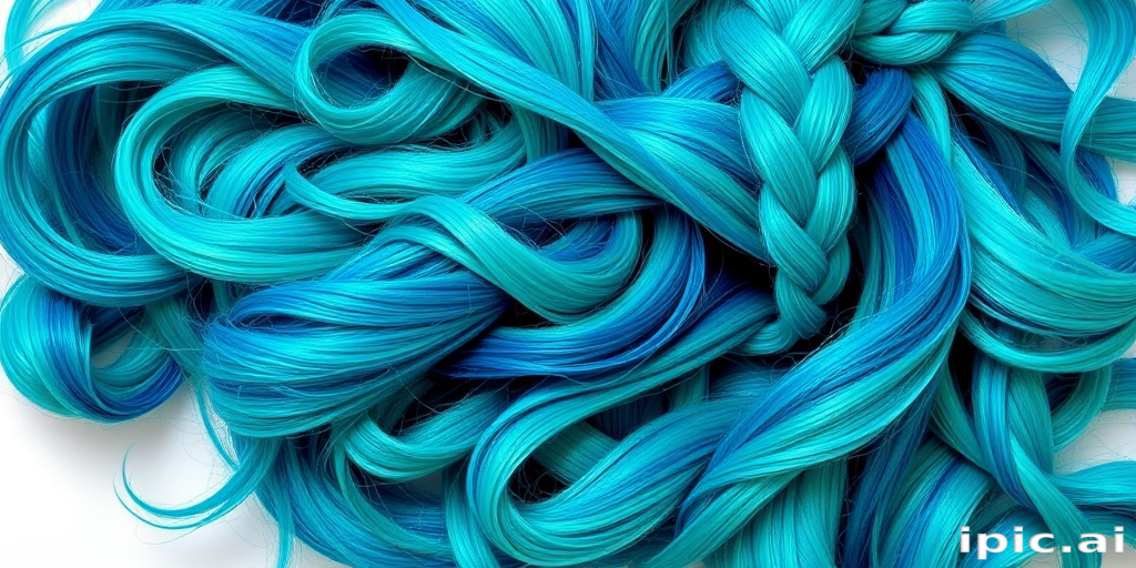 Vibrant Mermaid Mane showcasing a mesmerizing blend of teal, aqua, and turquoise hues in a voluminous, wavy style with shimmering highlights and intricate braided accents