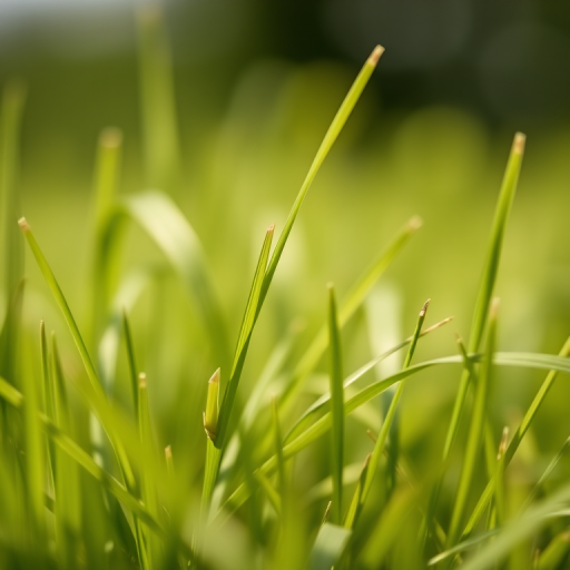 macro shot of delicate green grass in soft focus with a blurred background, f/2.8 aperture, 1/200 sec shutter speed, ISO 100, taken with a DSLR camera in natural daylight.