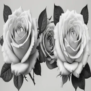 roses clipart black and white