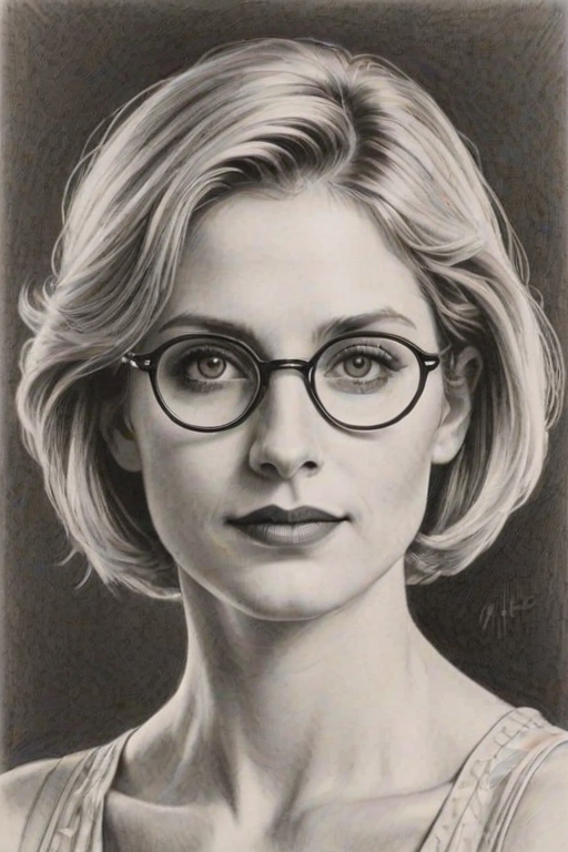 Superb Helen Slater, pencil sketch, portrait of Captivating woman 1927s in glasses, hair style beatnik, outline, clear lines, fine lines, 8k