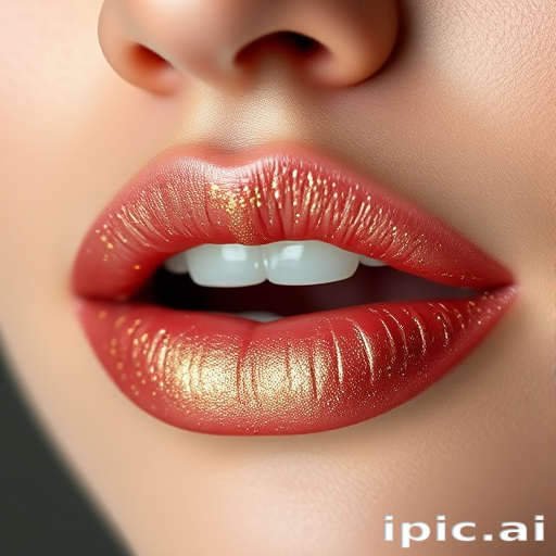 Sophisticated "Champagne Frost" lip topper designed to add a touch of glamour to any lip color, featuring ultra-fine gold and silver particles for a luxurious, multidimensional effect