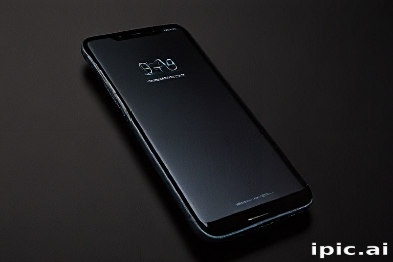 Modern Smartphone Displaying Time on Sleek Black Background with Reflection