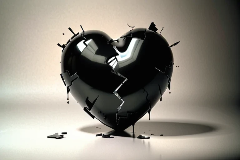 broken heart in black