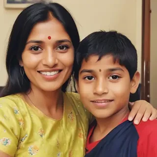 indian son with mom