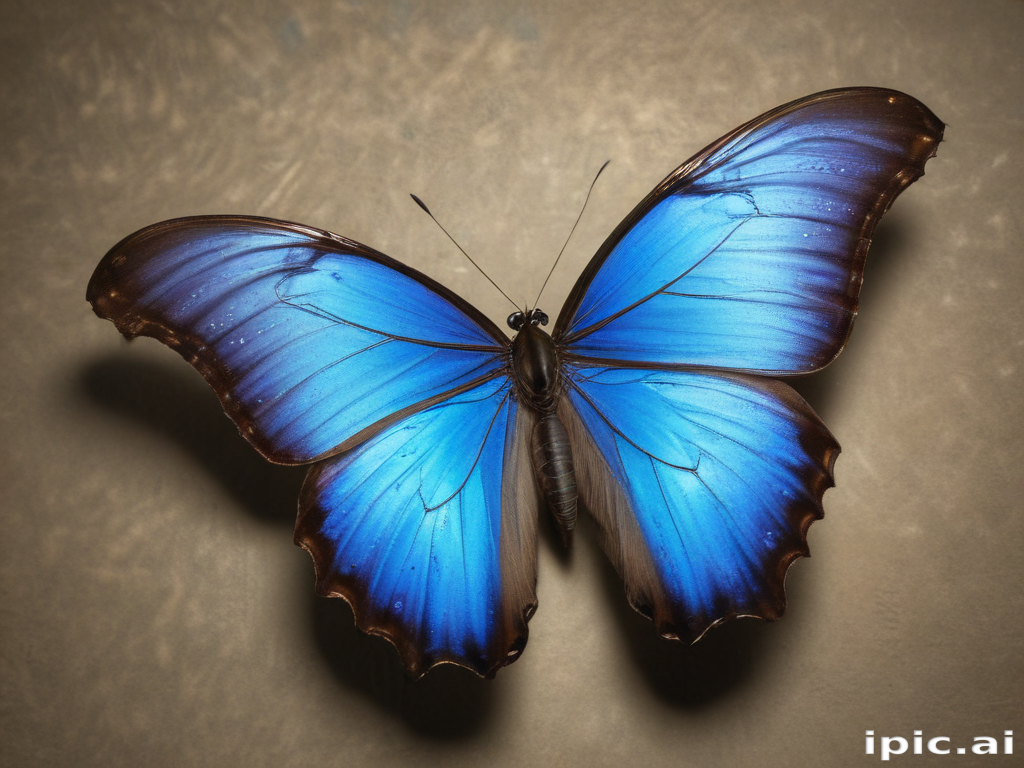 Vibrant Blue Butterfly Displaying Its Stunning Wings Against a Neutral ...