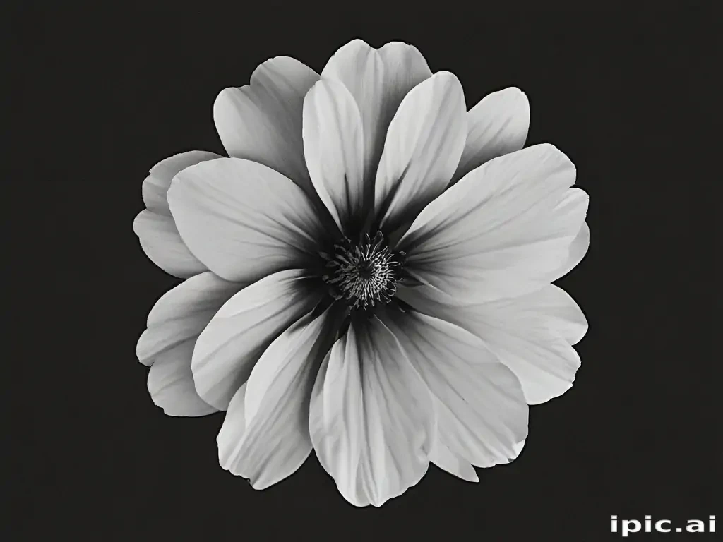 black and white flower png