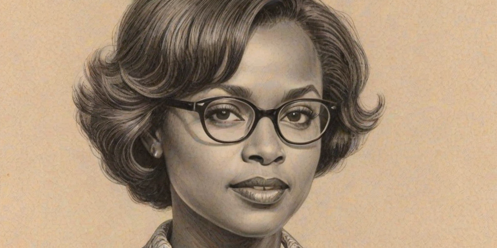 Superb Anita Hill, pencil sketch, portrait of Attractive woman 1925s in glasses, hair style beatnik, outline, clear lines, fine lines, 8k