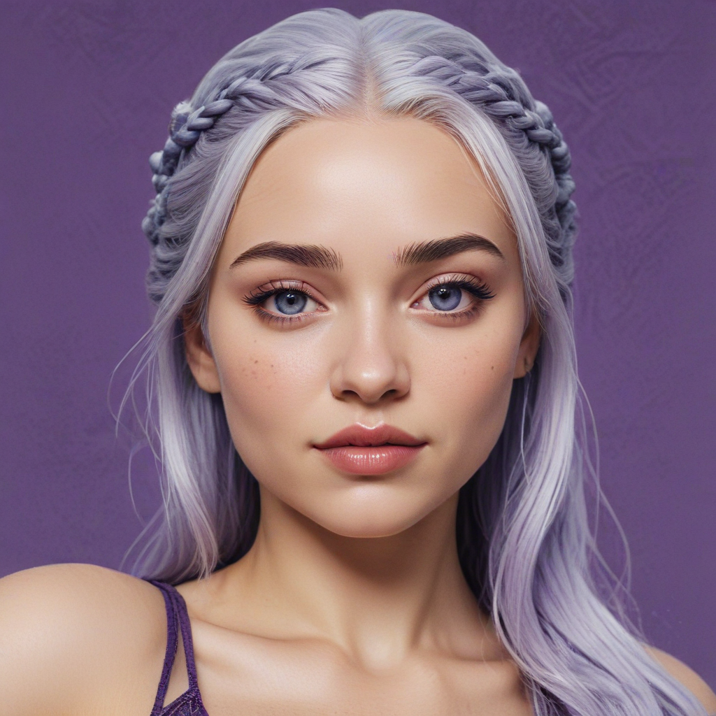 Game of Thrones Khaleesi. Selfie. Line art. Purple color theme.