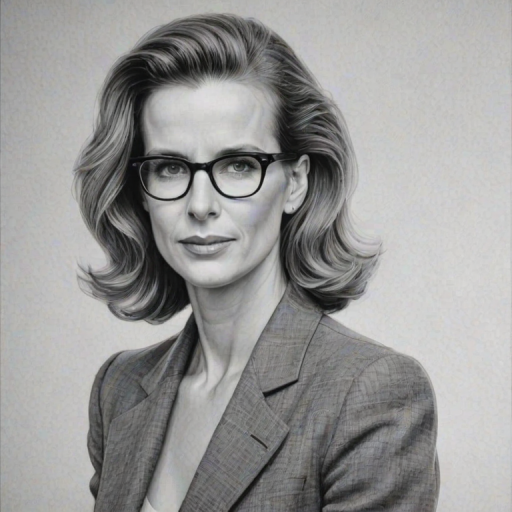 Graceful Rachel Griffiths, pencil sketch, portrait of Captivating woman 1945s in glasses, hair style beatnik, outline, clear lines, fine lines, 8k