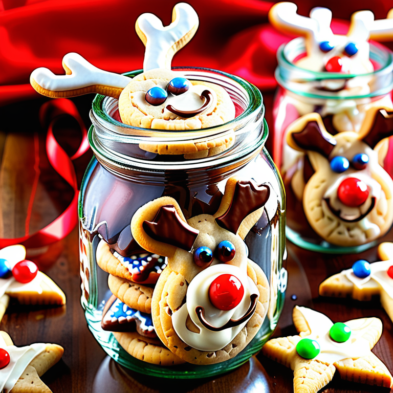reindeer cookies in a jar