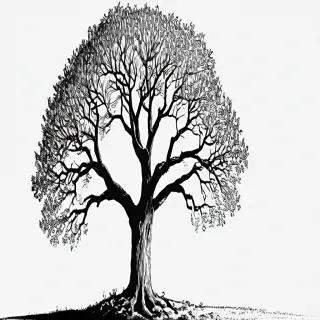 oak tree clipart black and white