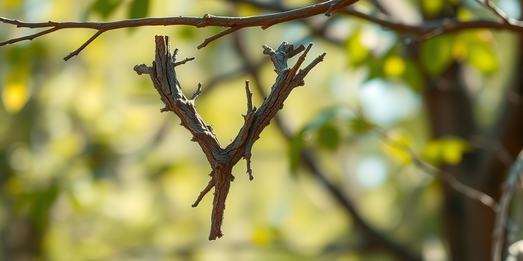 Create a high-resolution image of a stylized letter Y made of textured branches, using a Canon EOS R5 camera with a 50mm f/1.2 lens, aperture set to f/4, shot in natural light from a low angle to emphasize depth and detail.