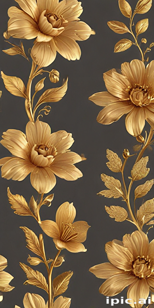 Elegant Golden Floral Pattern on a Dark Background for Stylish Decor.