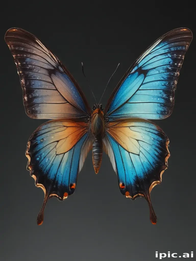 Stunning Close-Up of a Vibrant Blue Butterfly with Intricate Wing Patterns