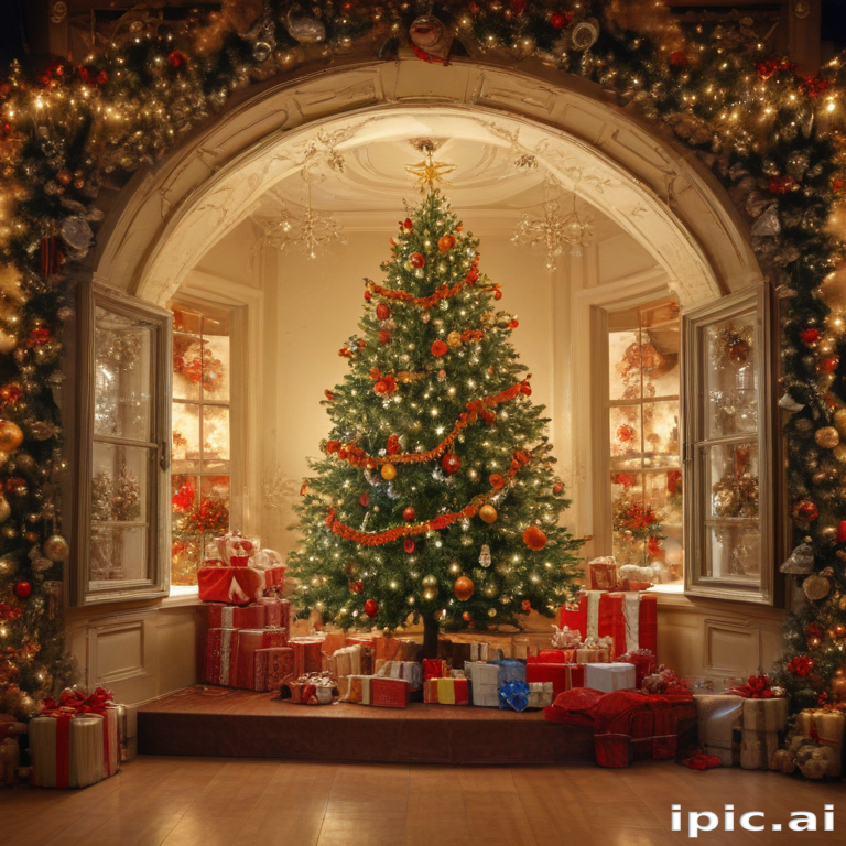 A Festively Decorated Christmas Tree Surrounded by Colorful Gifts and ...