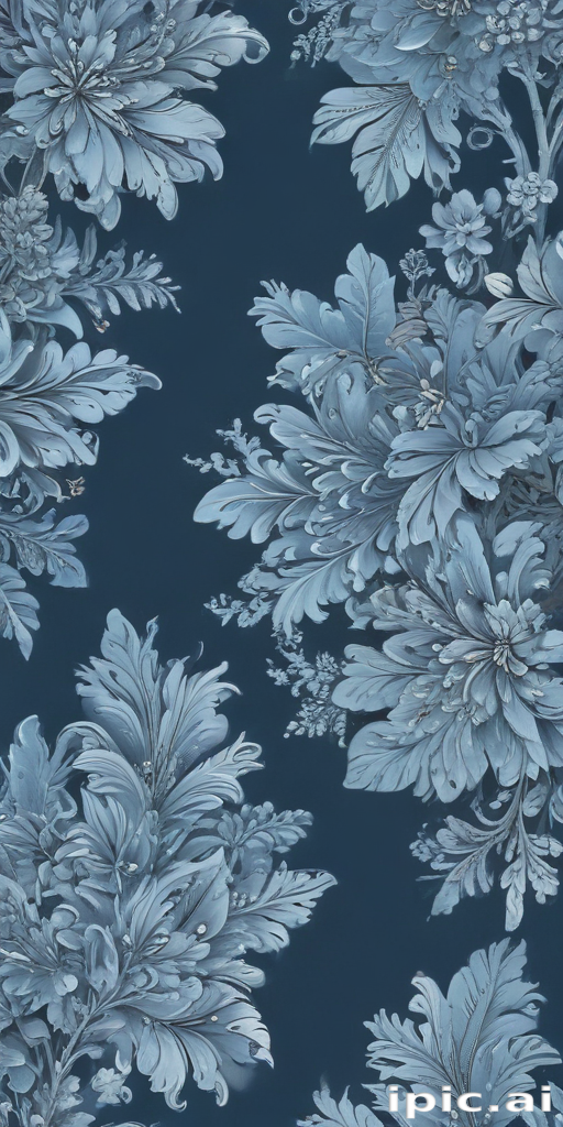 Elegant Blue Floral Pattern on a Deep Navy Background for Home Decor