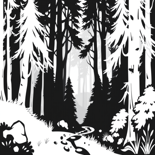 forest clipart black and white