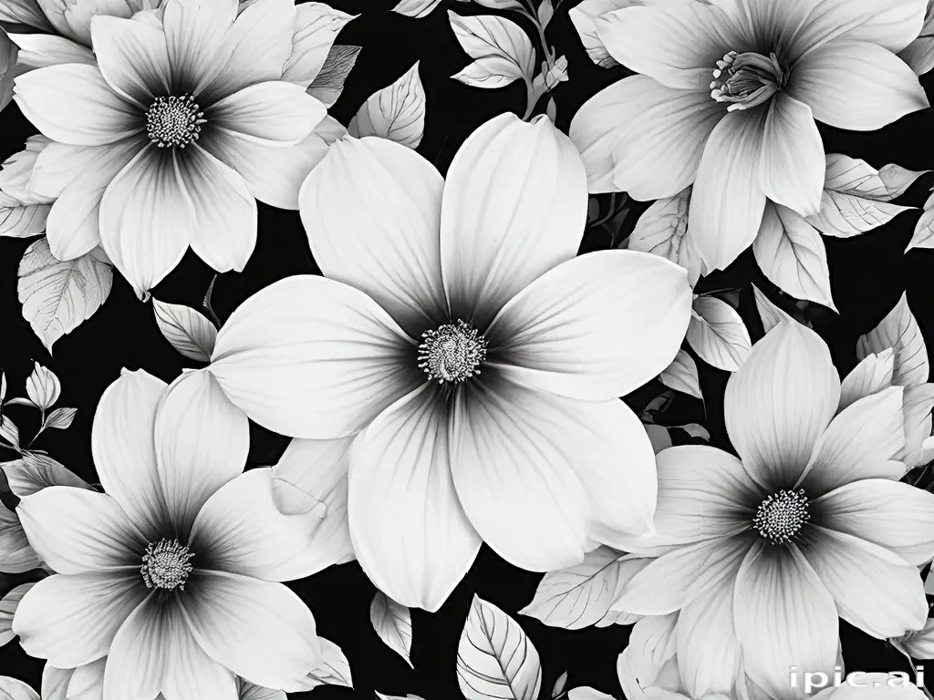 black and white flower png