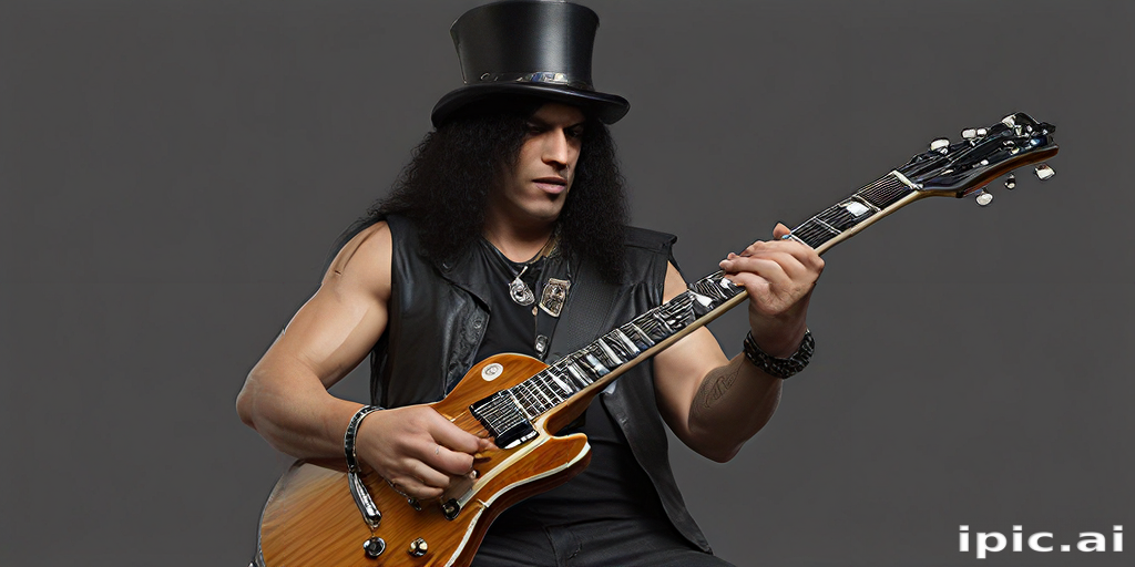 Rock Guitarist Wearing a Top Hat Playing an Electric Guitar Passionately