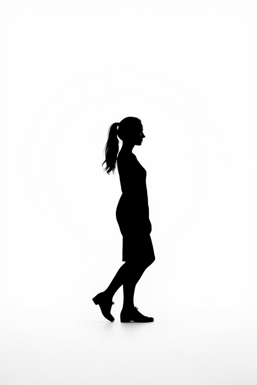 Capture a high-resolution image of a minimalist black silhouette against a white background, using a DSLR camera with a 50mm lens, aperture set to f/1.8, ISO 100, and a soft diffused lighting setup to enhance clarity and contrast.