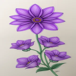 purple flower drawing