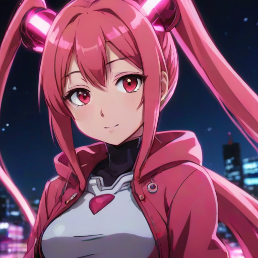 lycg with anime girl on it glowing red and pink