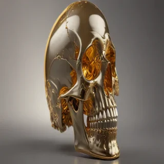 transparent gold skull