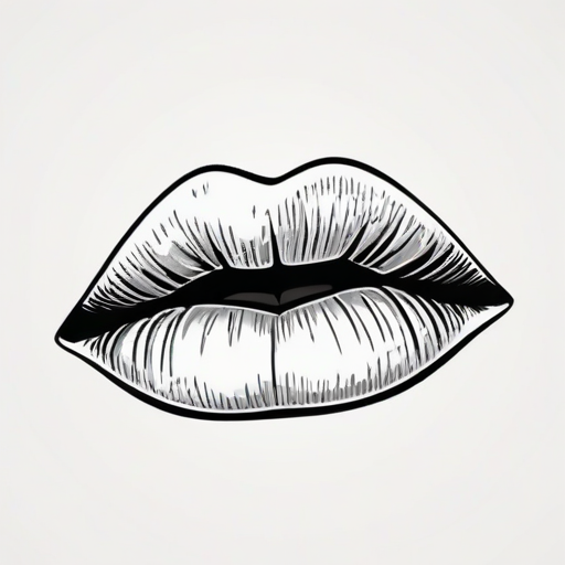lips clipart black and white