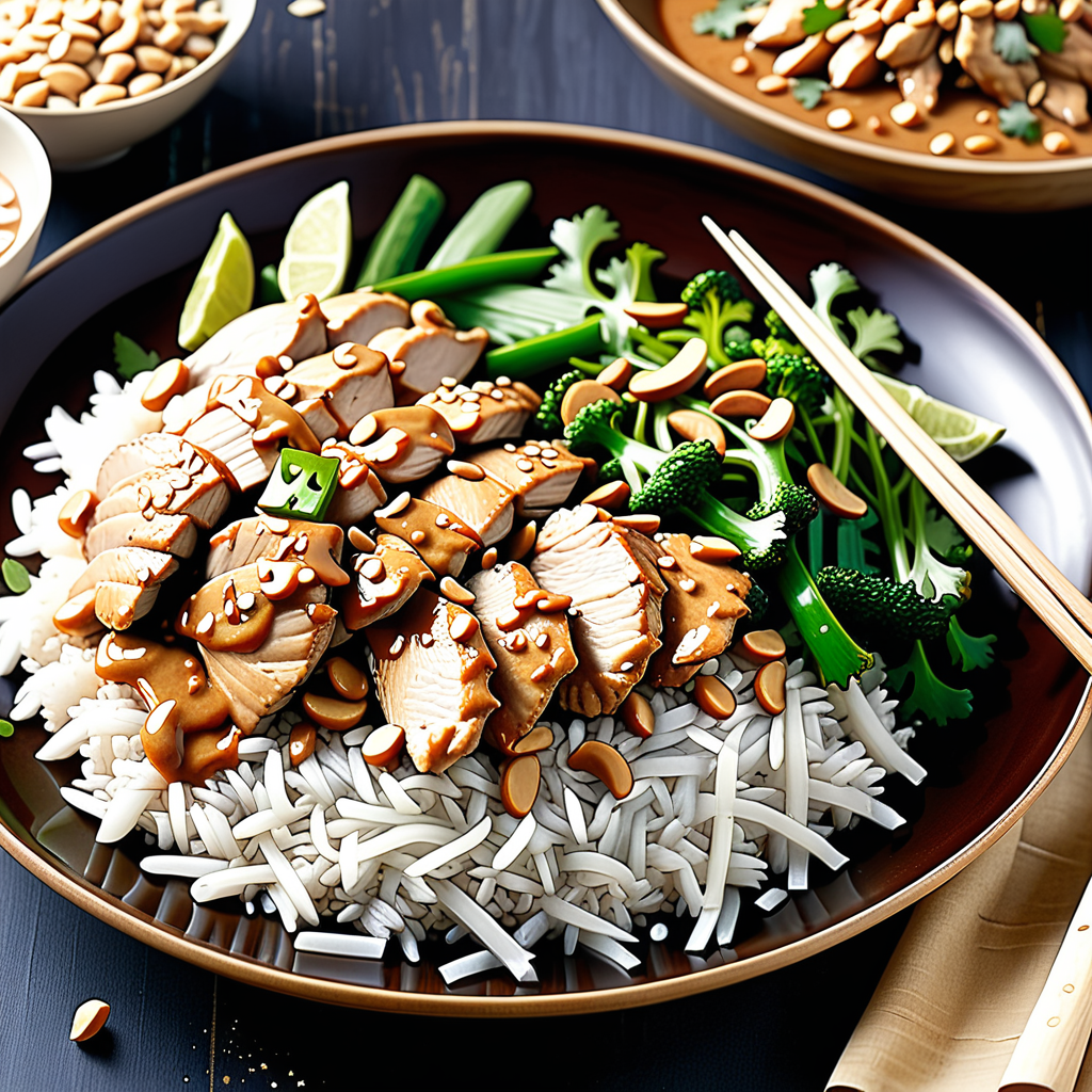 ginger chicken with sesame peanut sauce