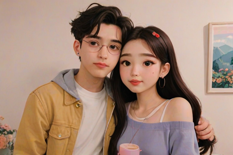 cartoon couple aesthetic