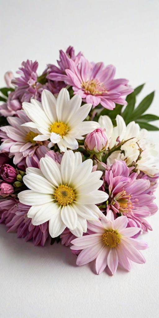 white background with flowers
