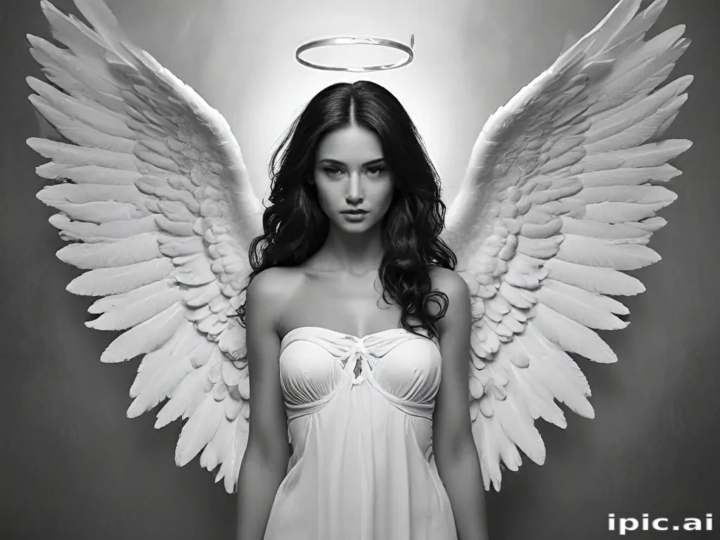 black and white angel