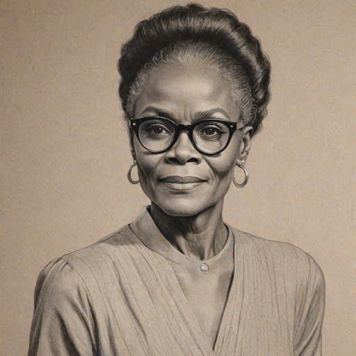 Stunning Cicely Tyson, pencil sketch, portrait of Fetching woman 1929s in glasses, hair style beatnik, outline, clear lines, fine lines, 8k