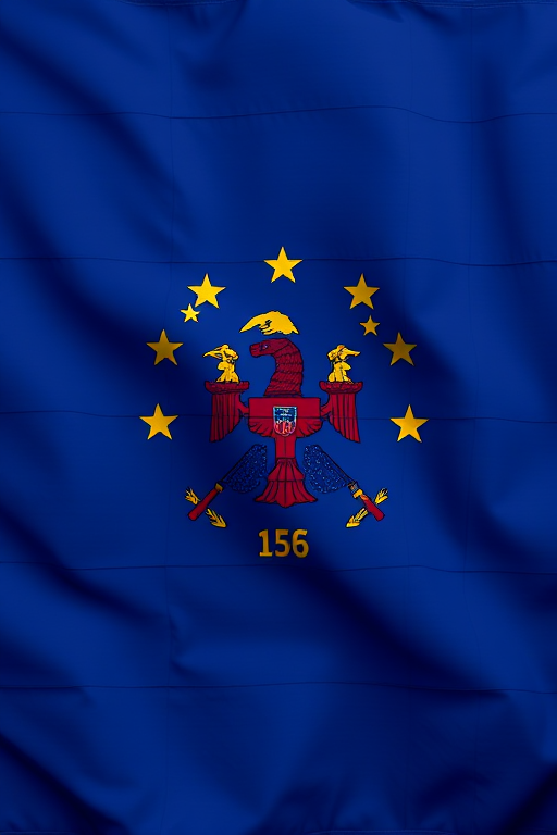 create a high-resolution image of the Indiana state flag with vibrant colors, using a DSLR camera with a 50mm lens at f/8 aperture, ISO 100, and a shutter speed of 1/200 sec, capturing a straight-on view to enhance clarity and detail