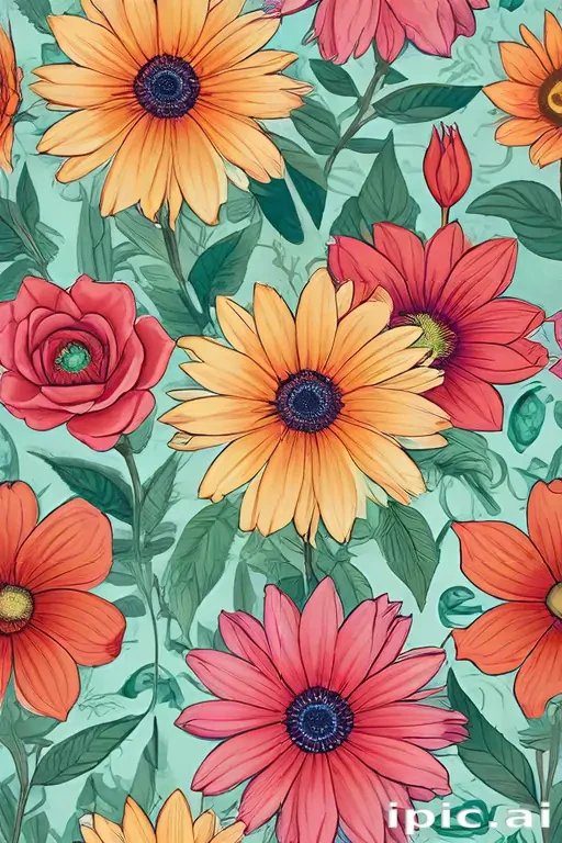 color drawing flowers