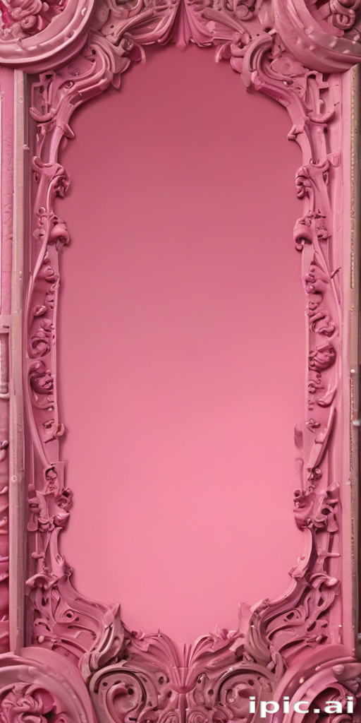 Elegant Pink Ornate Mirror Frame with Intricate Decorative Details and ...