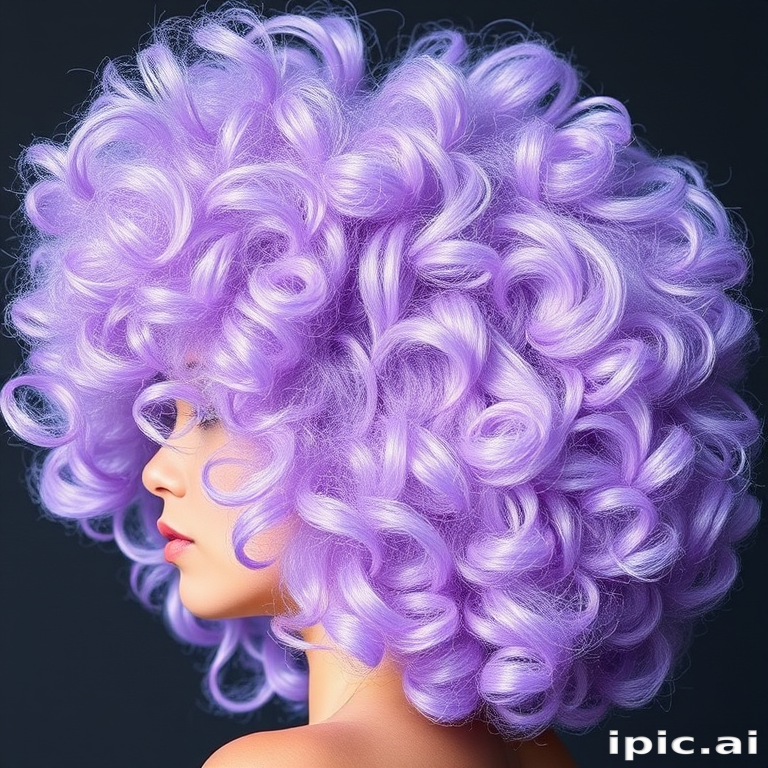 Voluminous lavender afro with delicate silver strands interwoven, creating a ethereal halo effect that seems to glow in moonlight, aptly named Twilight Cloud
