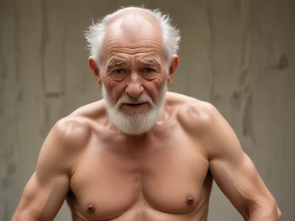shirtless old men