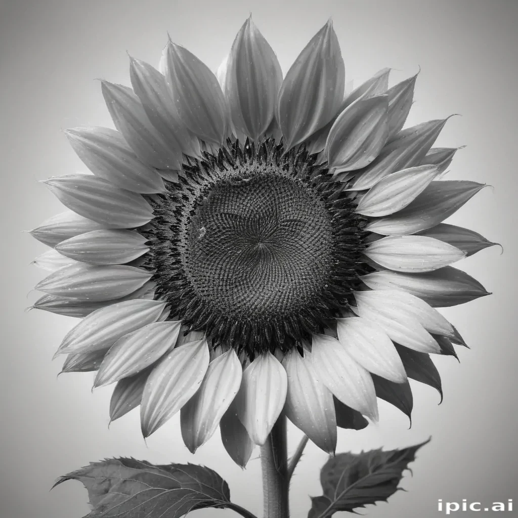 clip art sunflower black and white