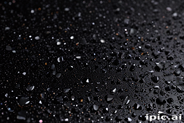 Close-Up of Shimmering Water Droplets on a Dark Surface Background